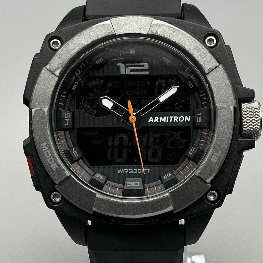 Armitron Mens Watch 45mm Black Dial Pro Sport Analog Digital 2015372 WR330ft